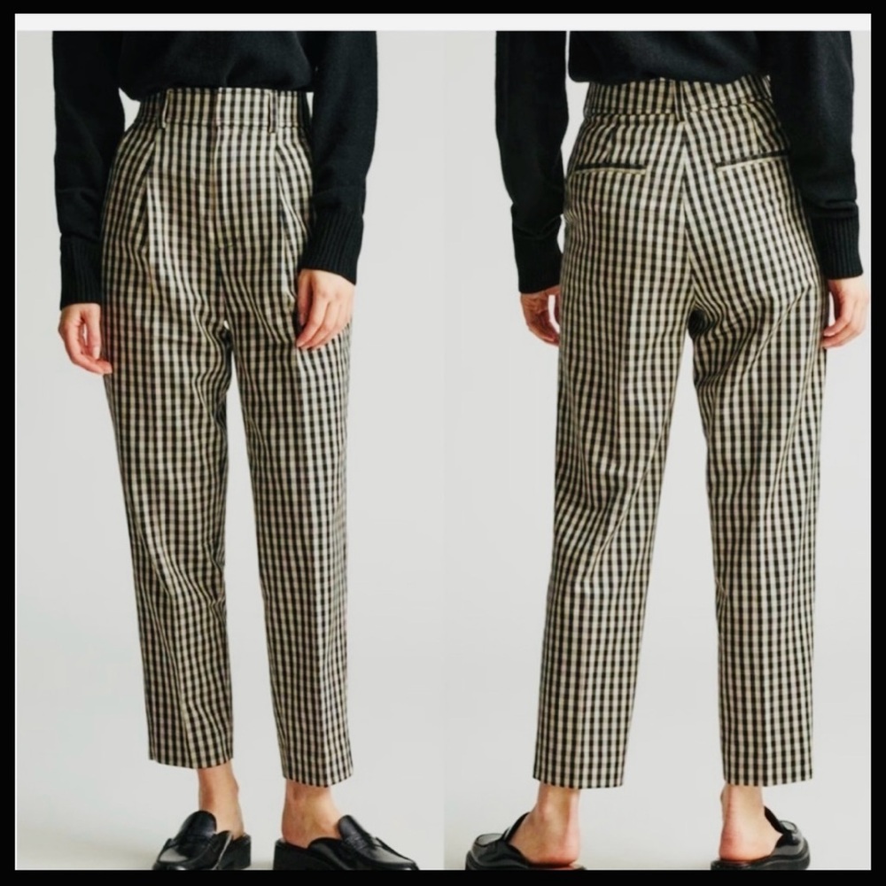 Everlane Black and White Checkered Trousers